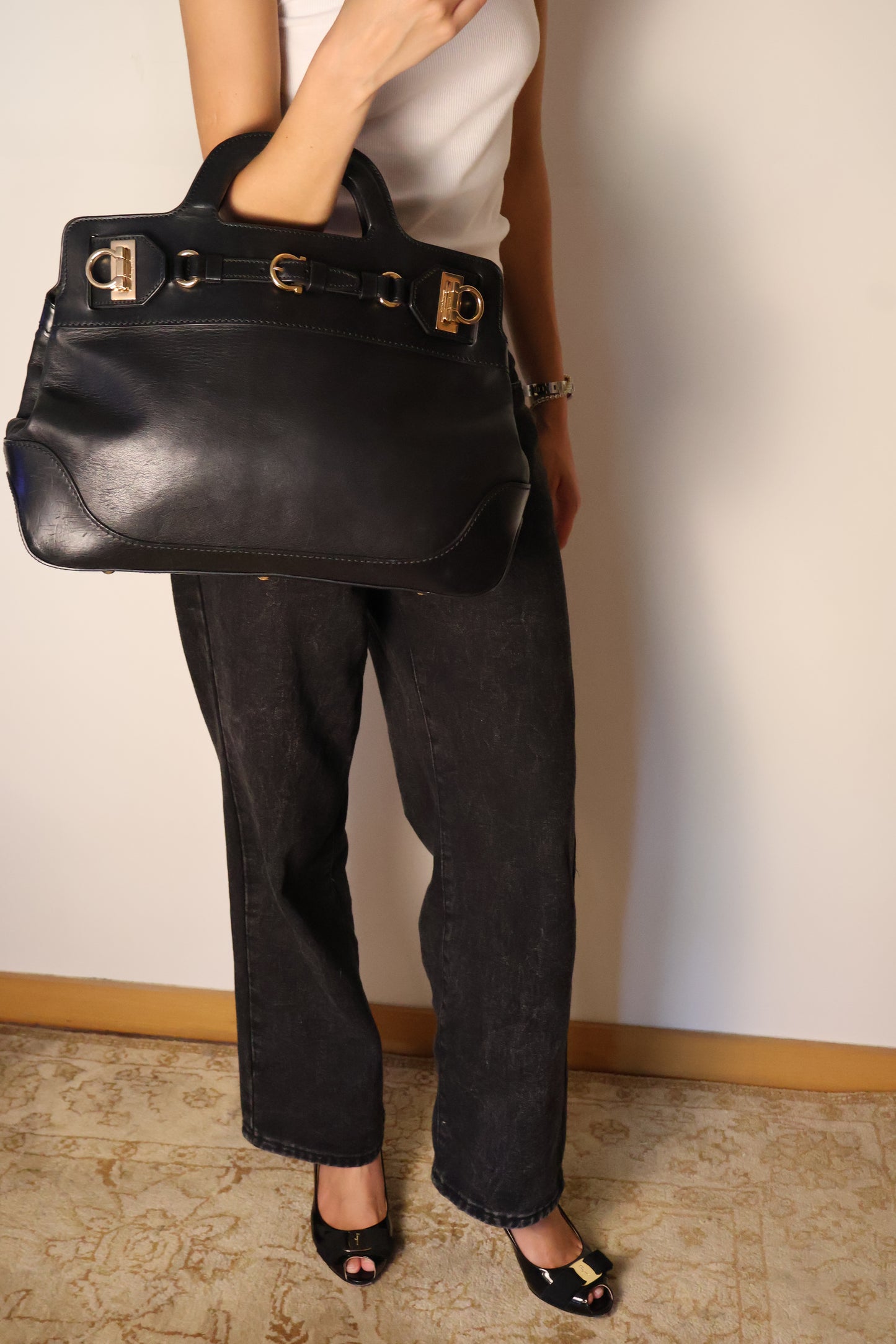 Salvatore Ferragamo Black Tote Bag