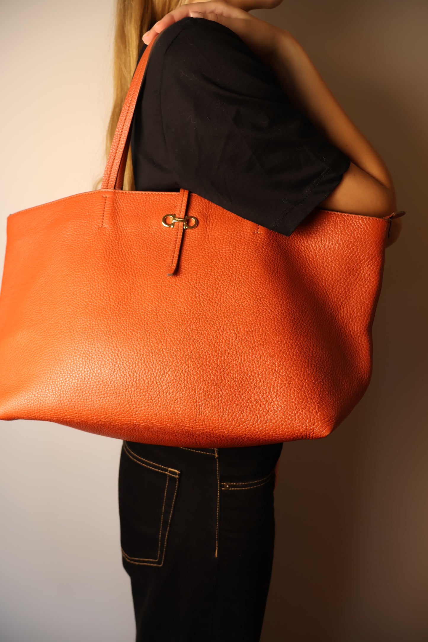 Salvatore Ferragamo Orange Tote Bag