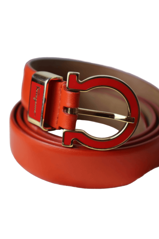 Salvatore Ferragamo Orange Gancini Belt