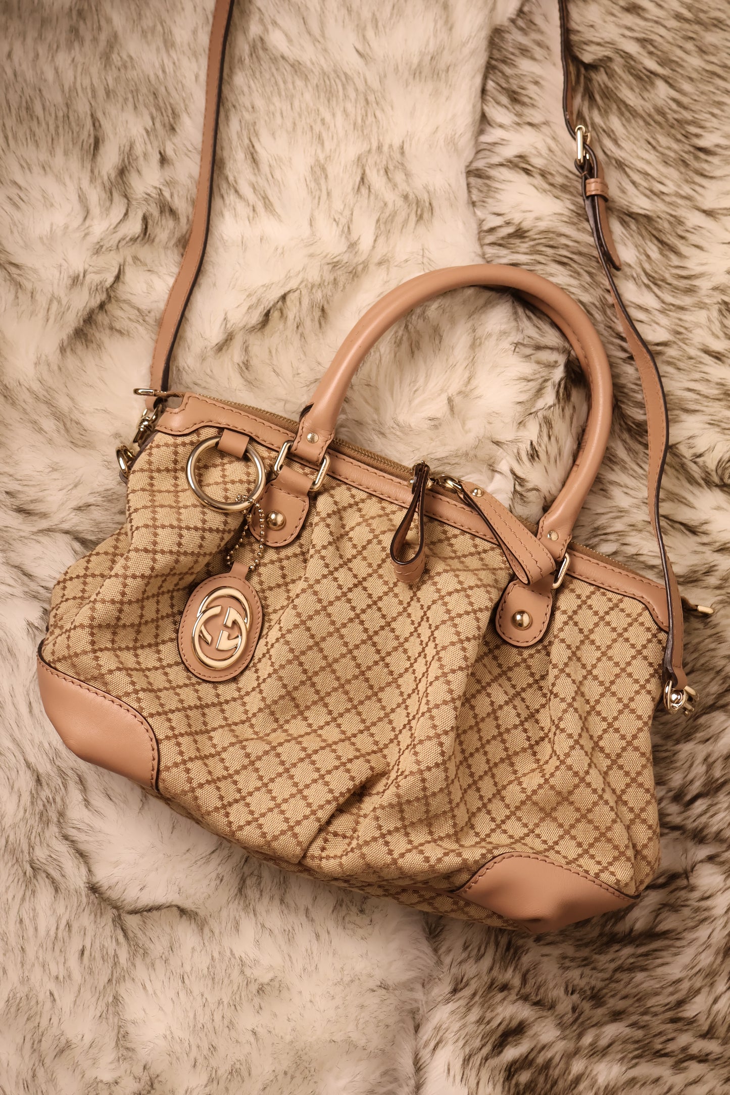 Gucci Diamante Canvas Sukey Satchel