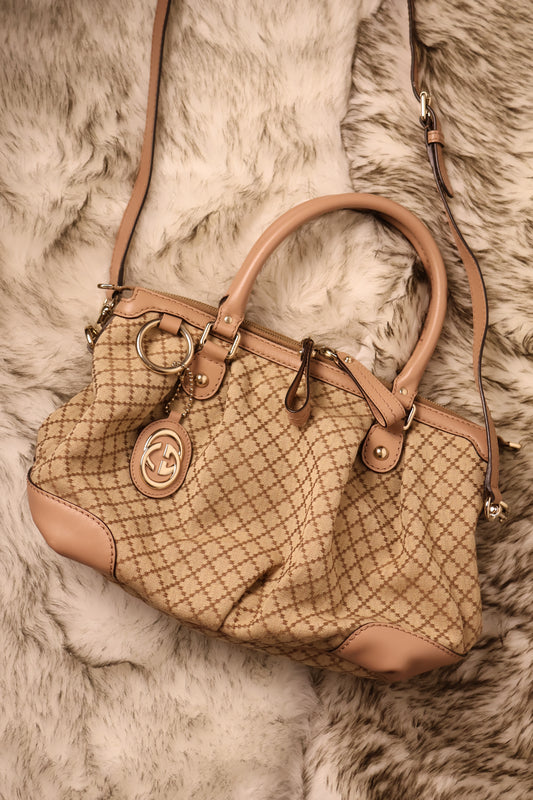 Gucci Diamante Canvas Sukey Satchel
