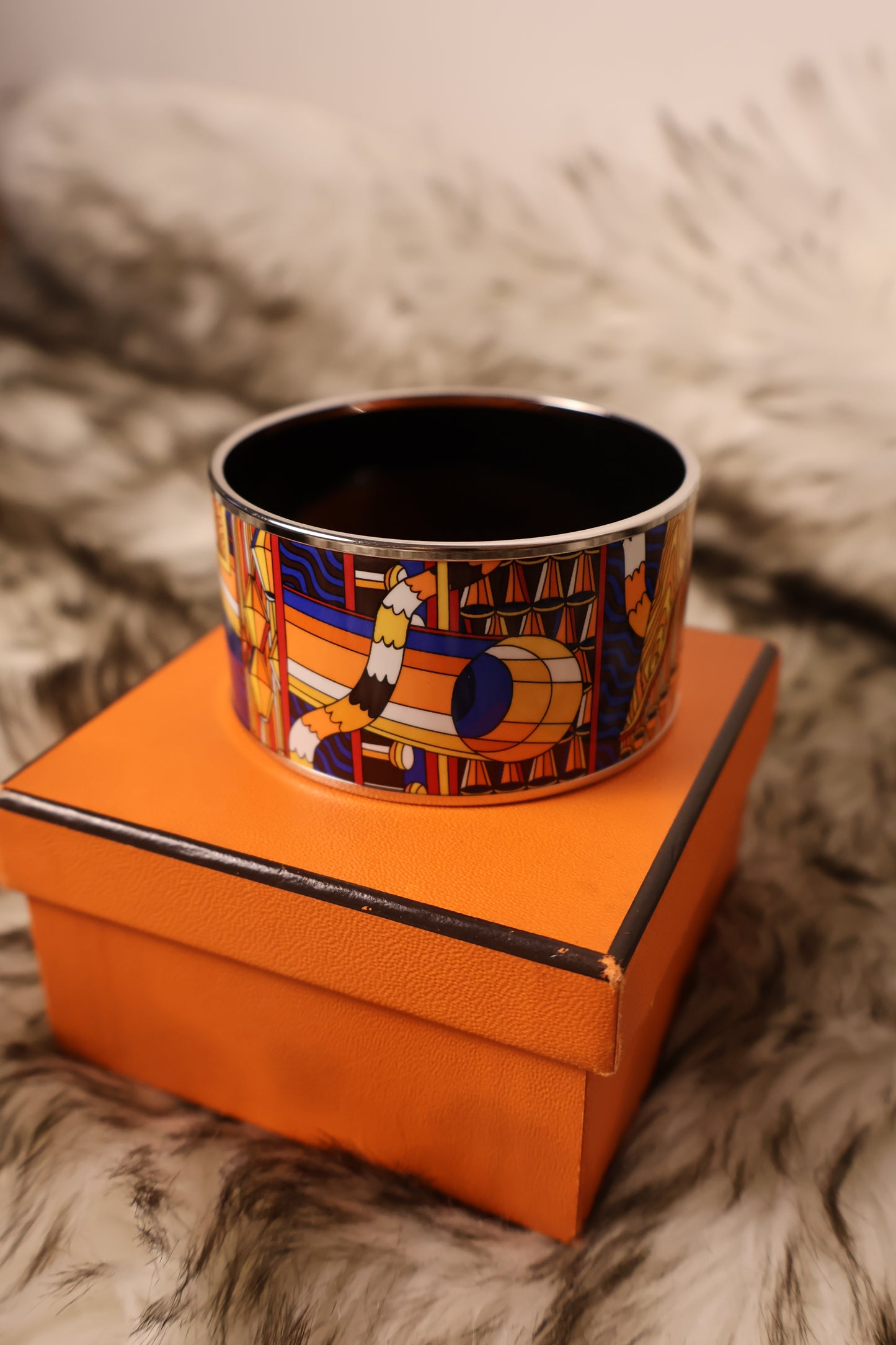 Hermès Point d'Orgue Enamel Bangle Bracelet