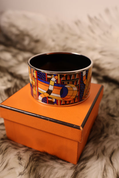 Hermès Point d'Orgue Enamel Bangle Bracelet