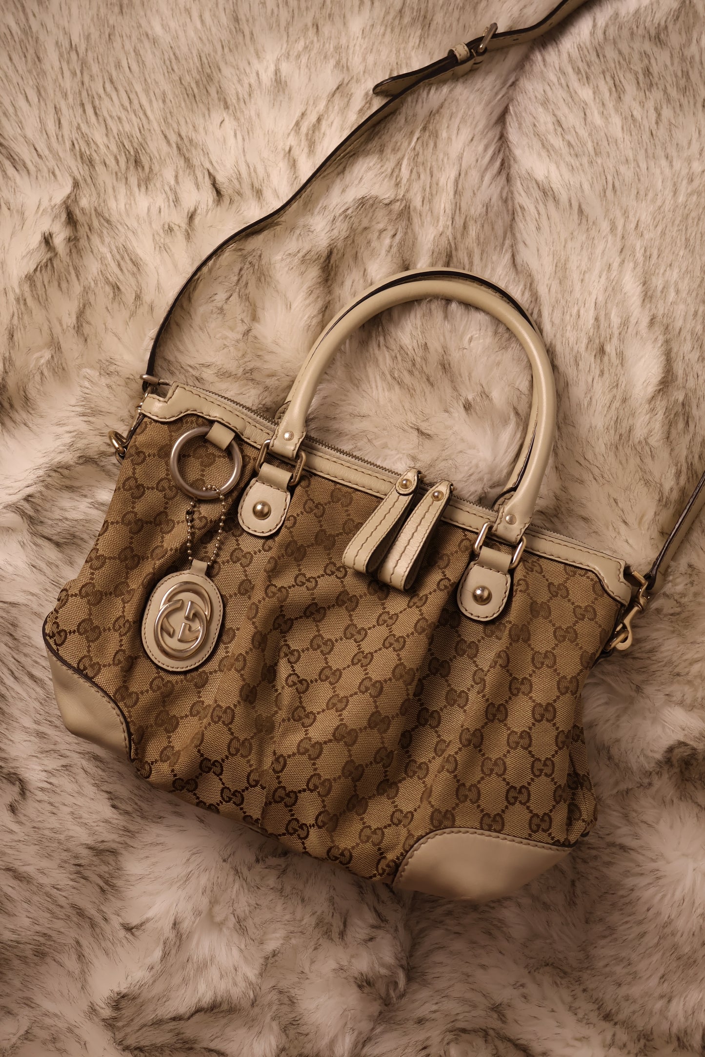 Gucci Diamante Canvas Sukey Satchel
