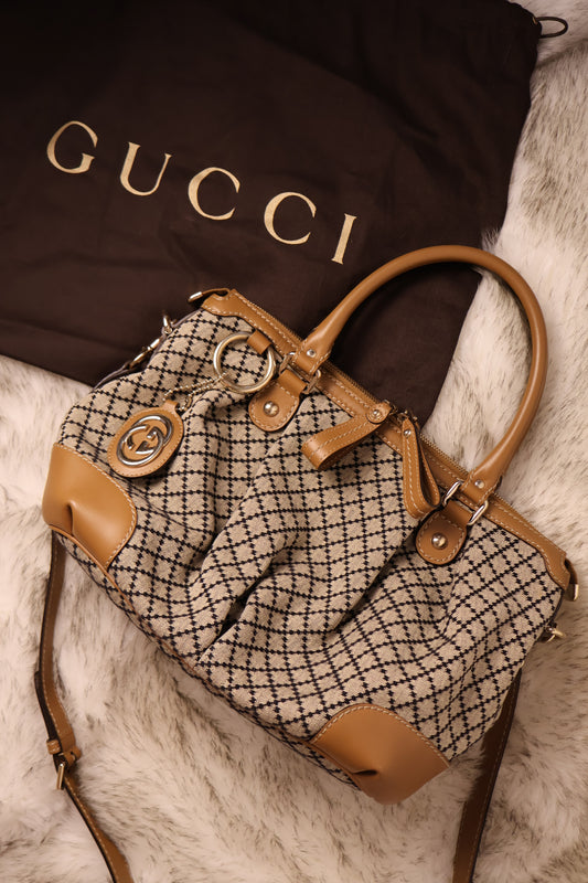 Gucci Diamante Canvas Sukey Satchel