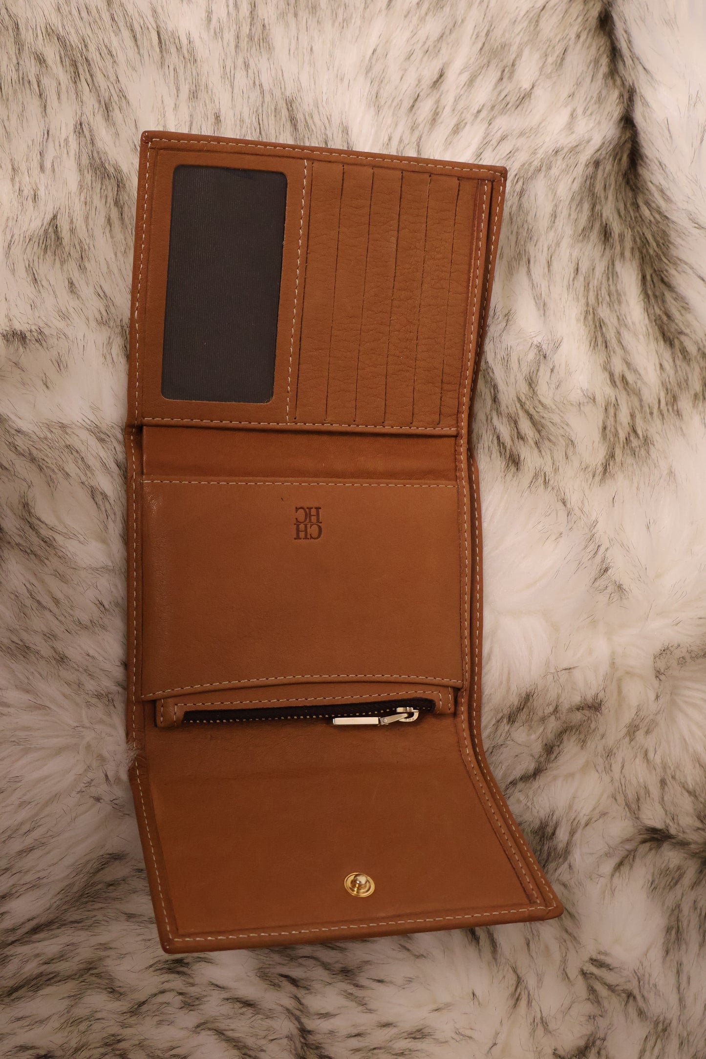 Carolina Herrera Leather Wallet in Caramel