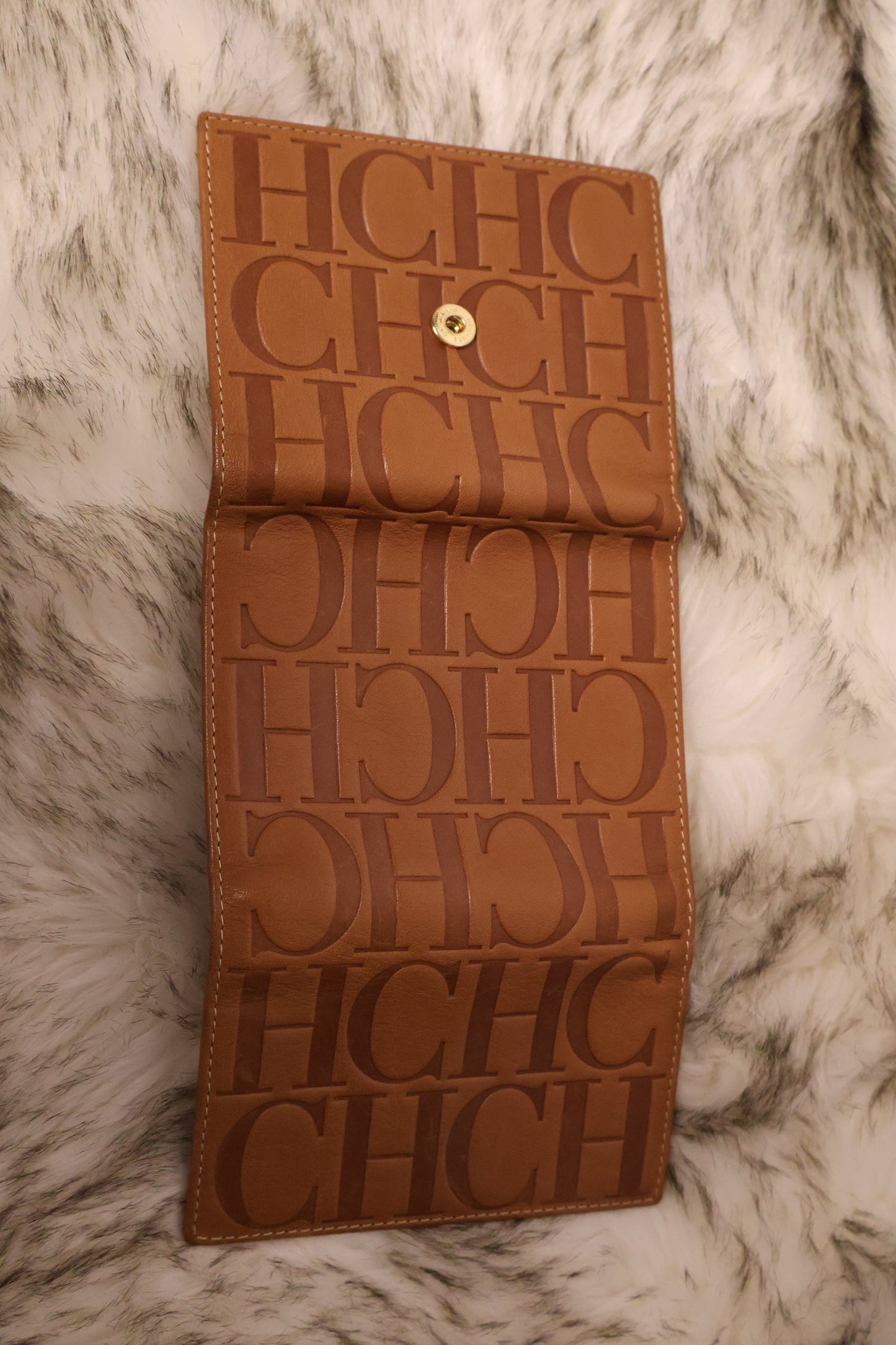 Carolina Herrera Leather Wallet in Caramel