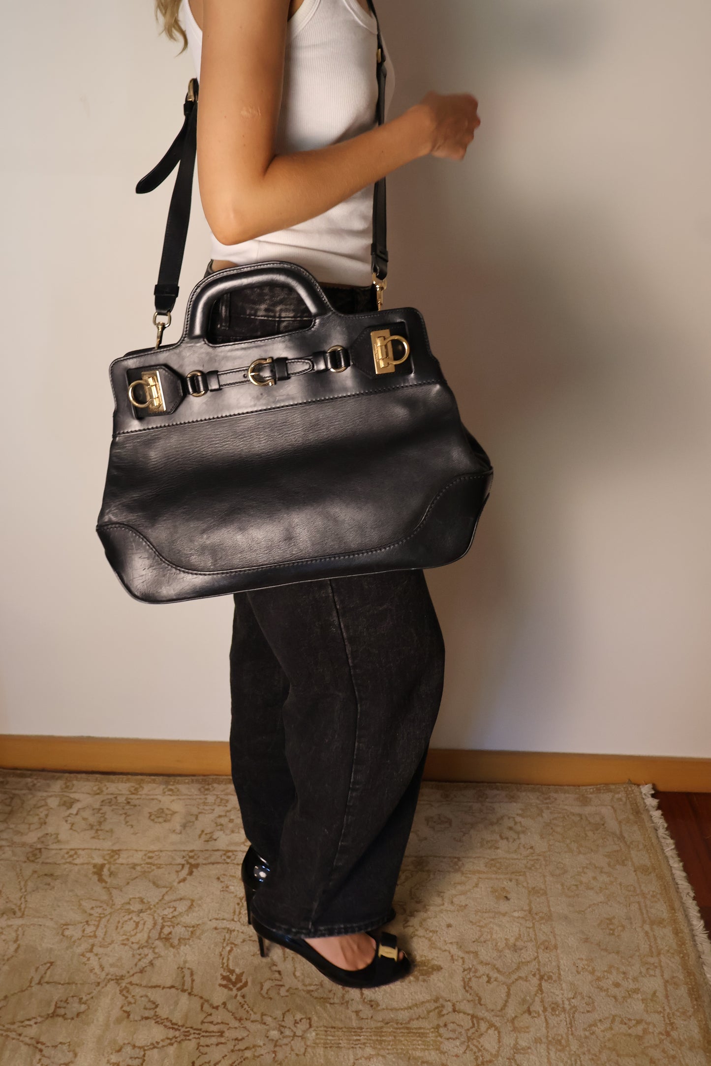 Salvatore Ferragamo Black Tote Bag