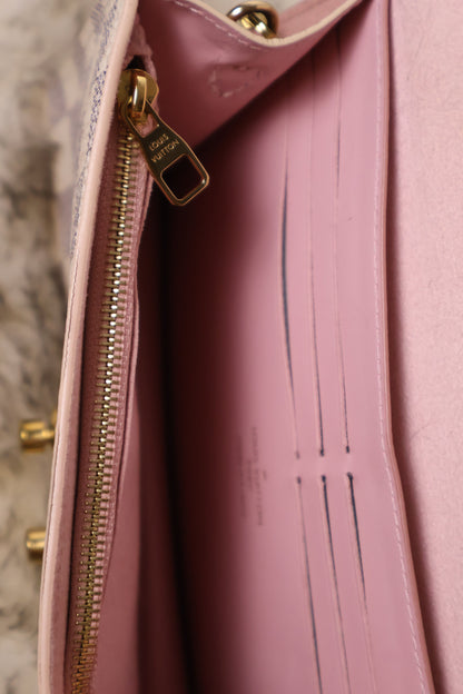 Louis Vuitton Croisette Chain Wallet Rose Ballerine Damier Azur Canvas