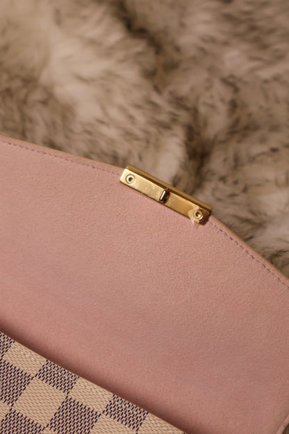 Louis Vuitton Croisette Chain Wallet Rose Ballerine Damier Azur Canvas