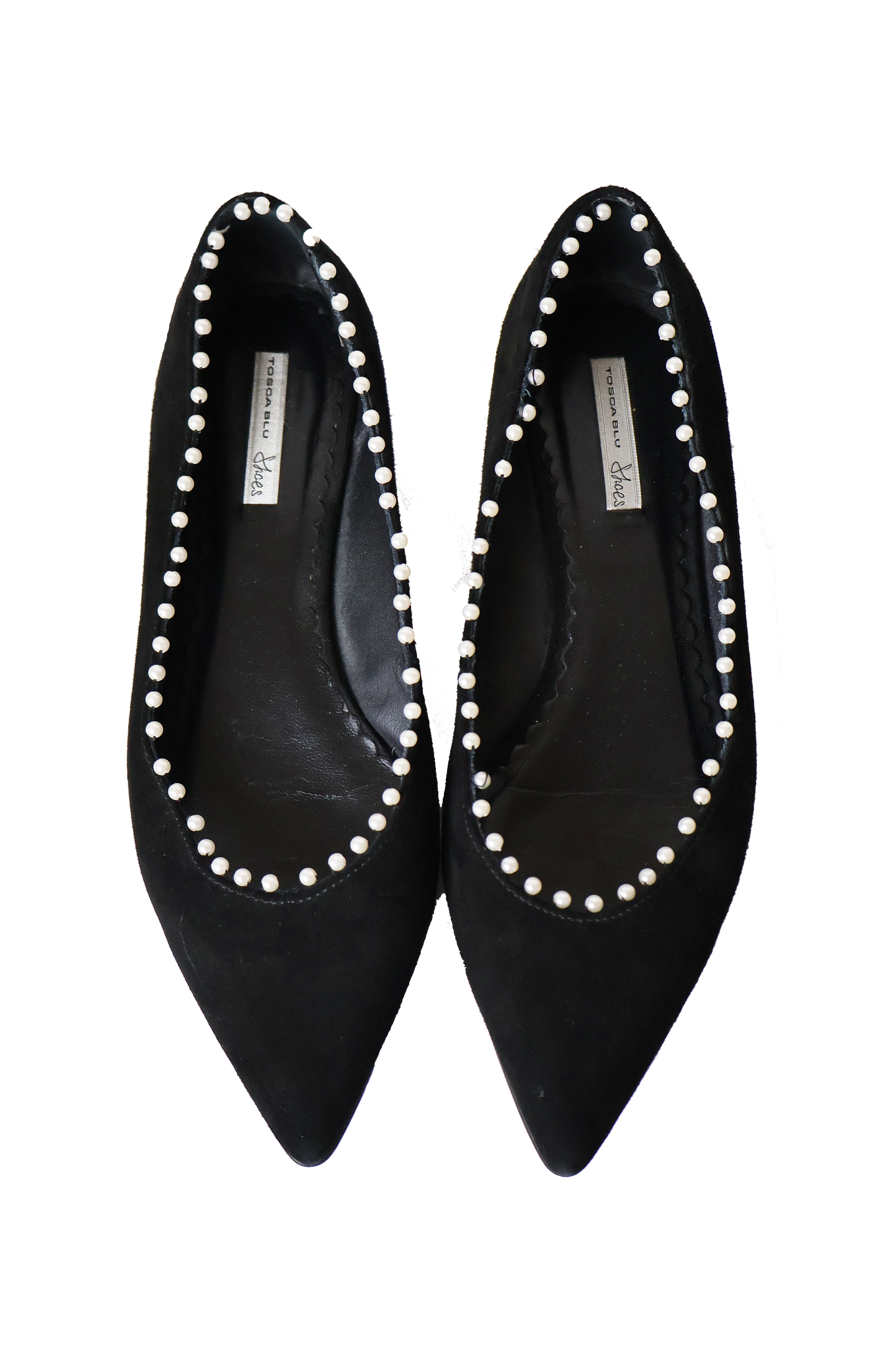Tosca Blu Suede Pointed Ballet Flats