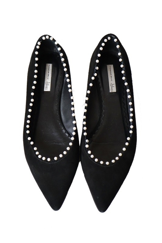 Tosca Blu Suede Pointed Ballet Flats