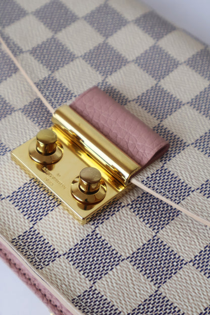 Louis Vuitton Croisette Chain Wallet Rose Ballerine Damier Azur Canvas