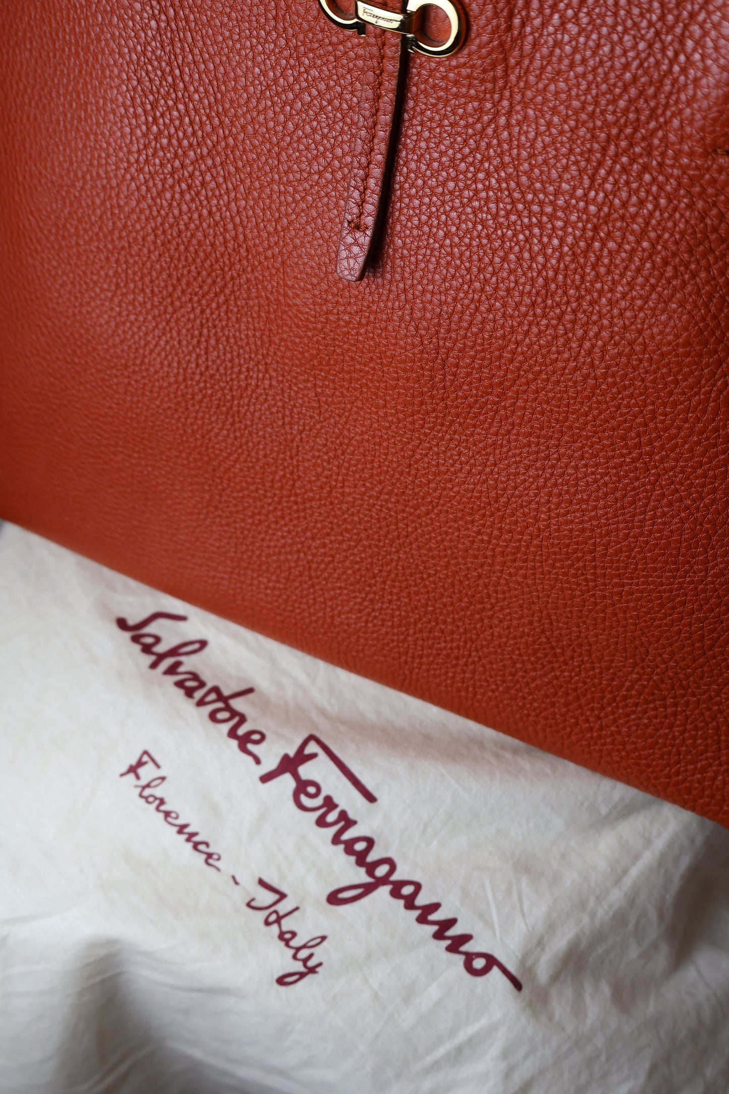 Salvatore Ferragamo Orange Tote Bag