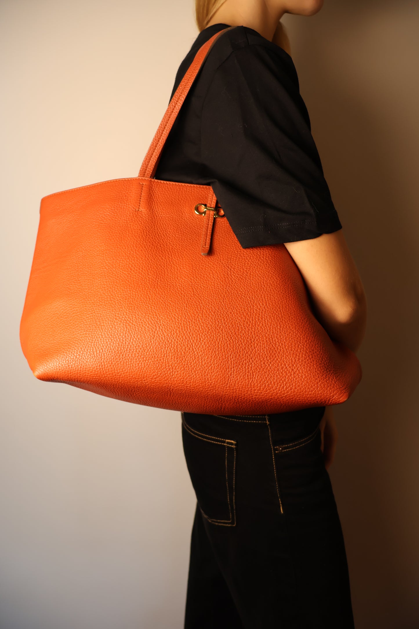 Salvatore Ferragamo Orange Tote Bag
