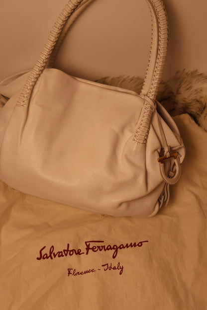 Salvatore Ferragamo White Shoulder Bag
