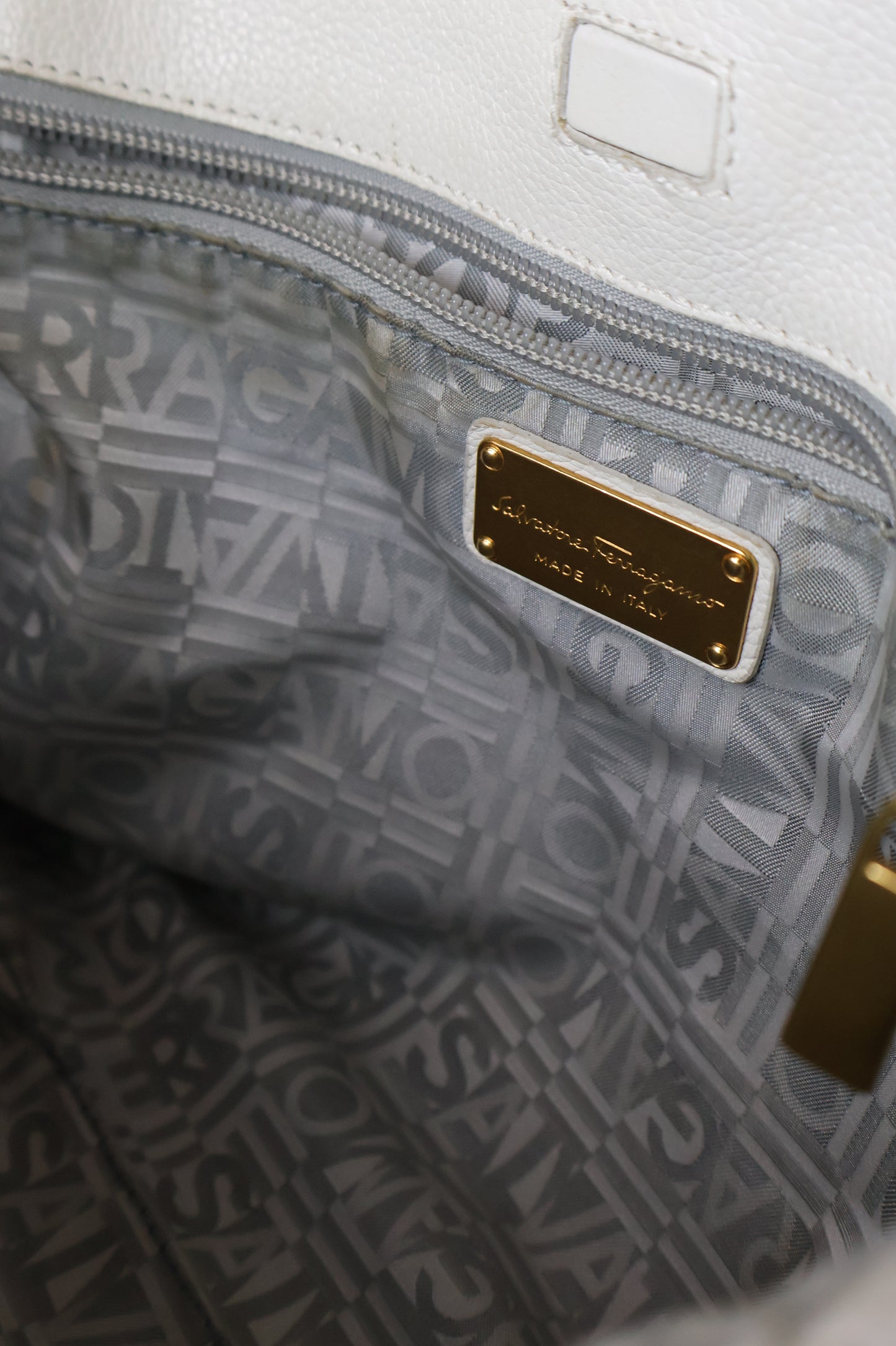 Salvatore Ferragamo White Shoulder Bag