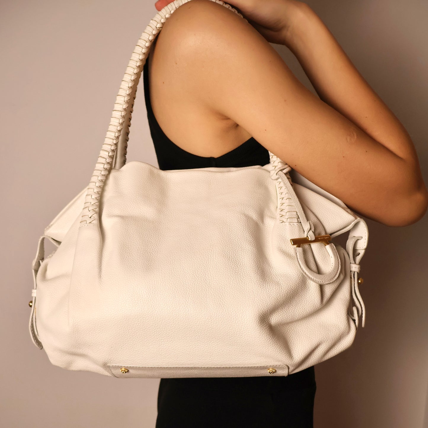 Salvatore Ferragamo White Shoulder Bag