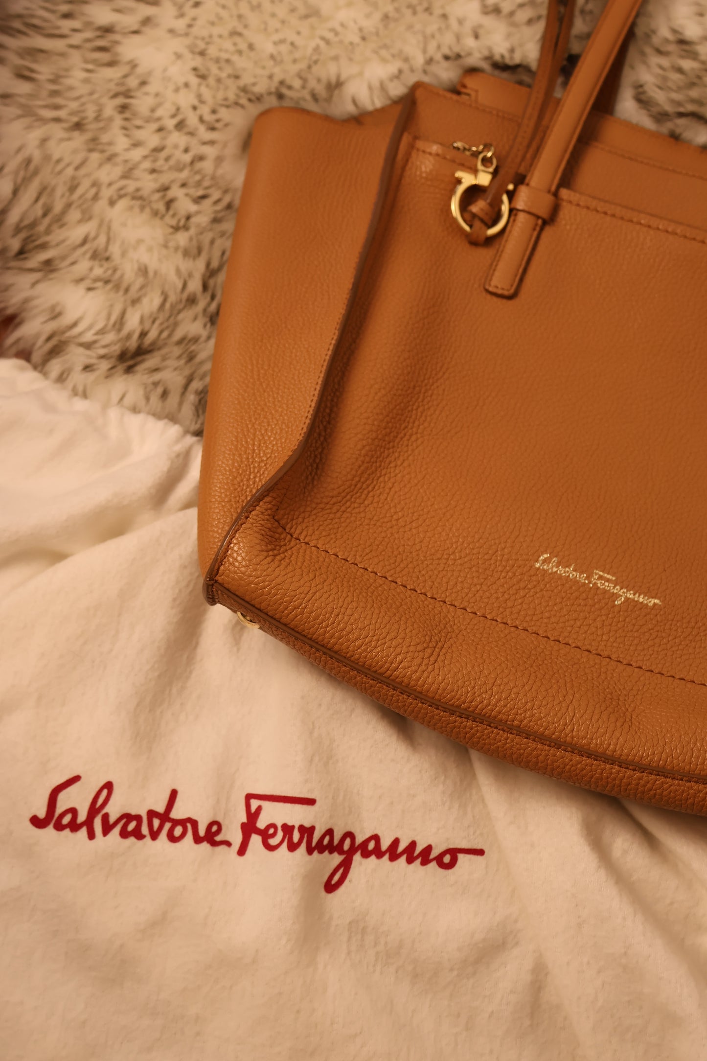 Salvatore Ferragamo Camel Tote Bag