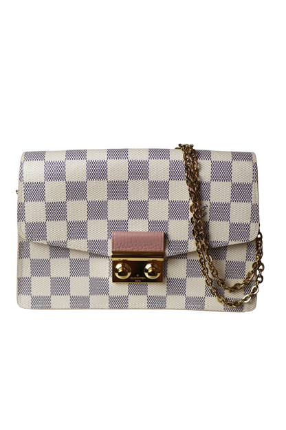 Louis Vuitton Croisette Chain Wallet Rose Ballerine Damier Azur Canvas