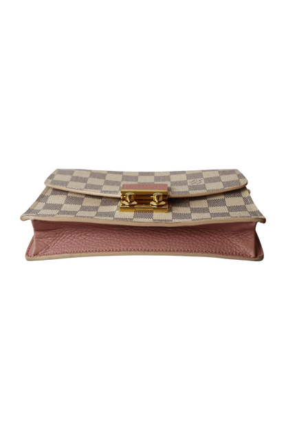 Louis Vuitton Croisette Chain Wallet Rose Ballerine Damier Azur Canvas