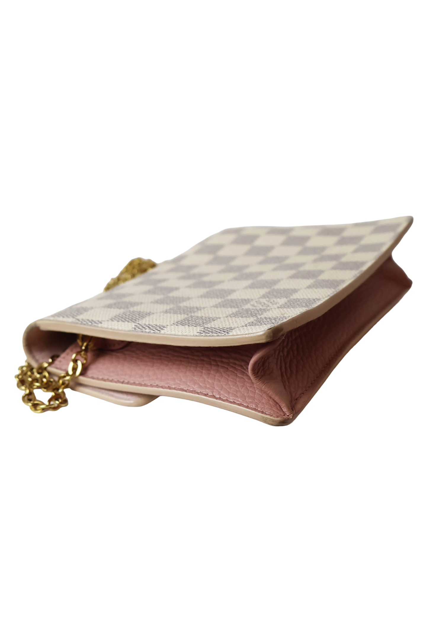 Louis Vuitton Croisette Chain Wallet Rose Ballerine Damier Azur Canvas