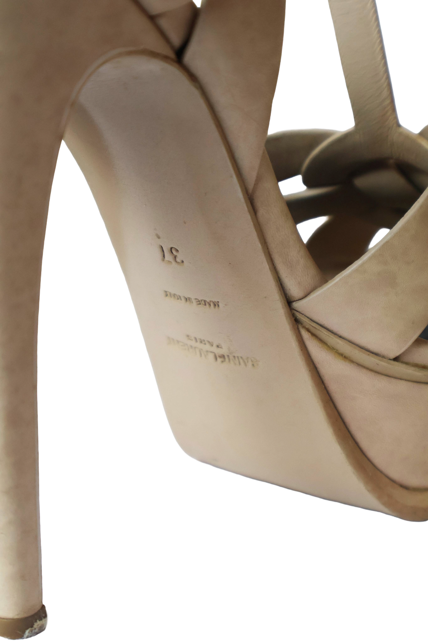 Saint Laurent Tribute Platform Sandals in Dark Beige