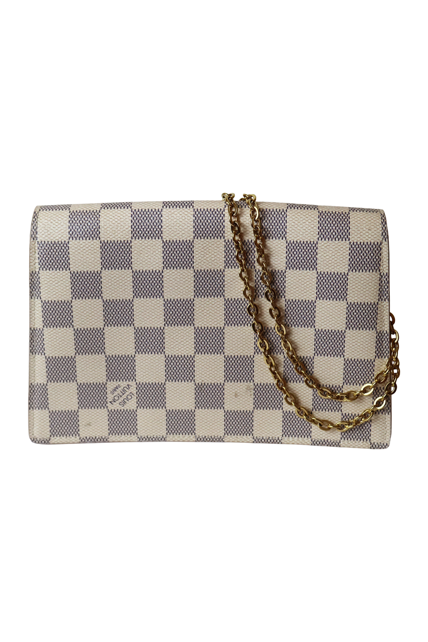 Louis Vuitton Croisette Chain Wallet Rose Ballerine Damier Azur Canvas