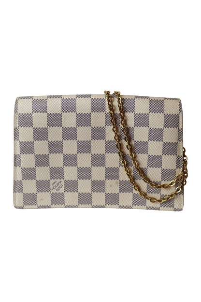 Louis Vuitton Croisette Chain Wallet Rose Ballerine Damier Azur Canvas