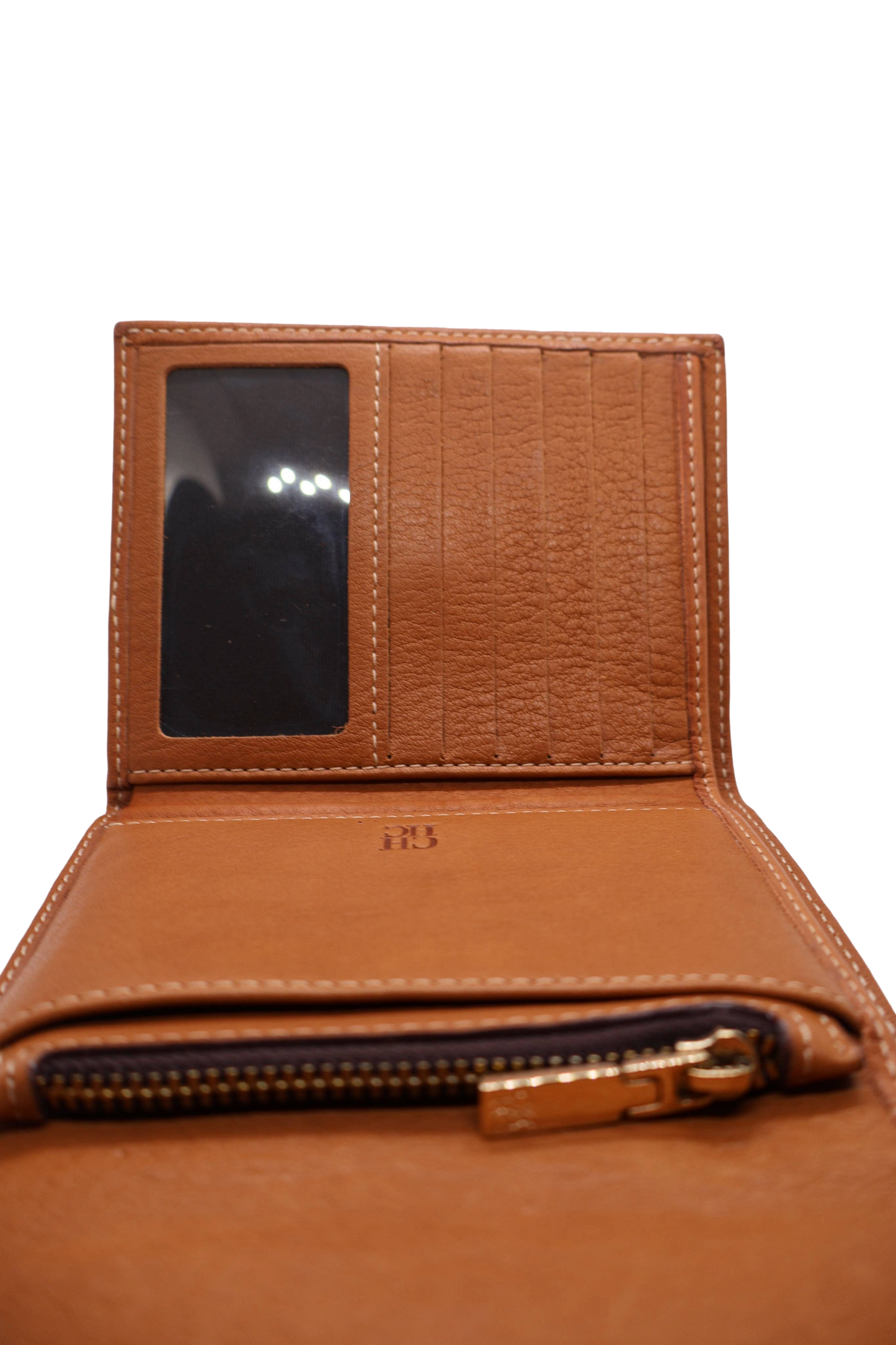 Carolina Herrera Leather Wallet in Caramel