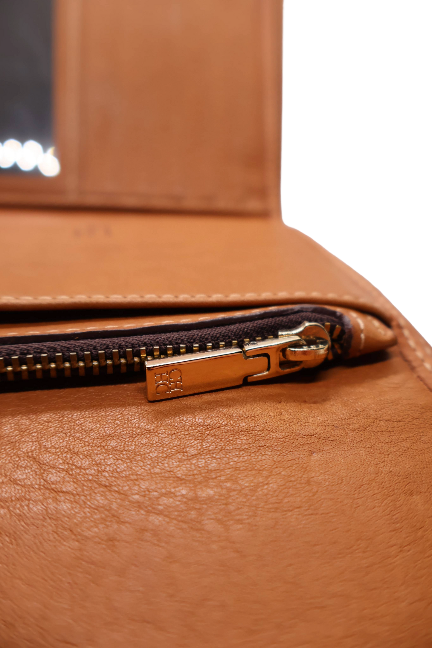 Carolina Herrera Leather Wallet in Caramel