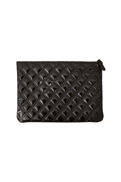 Chanel Medium Quilted Patent Double Stitch O Case Clutch