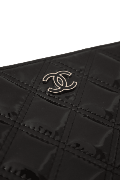 Chanel Medium Quilted Patent Double Stitch O Case Clutch
