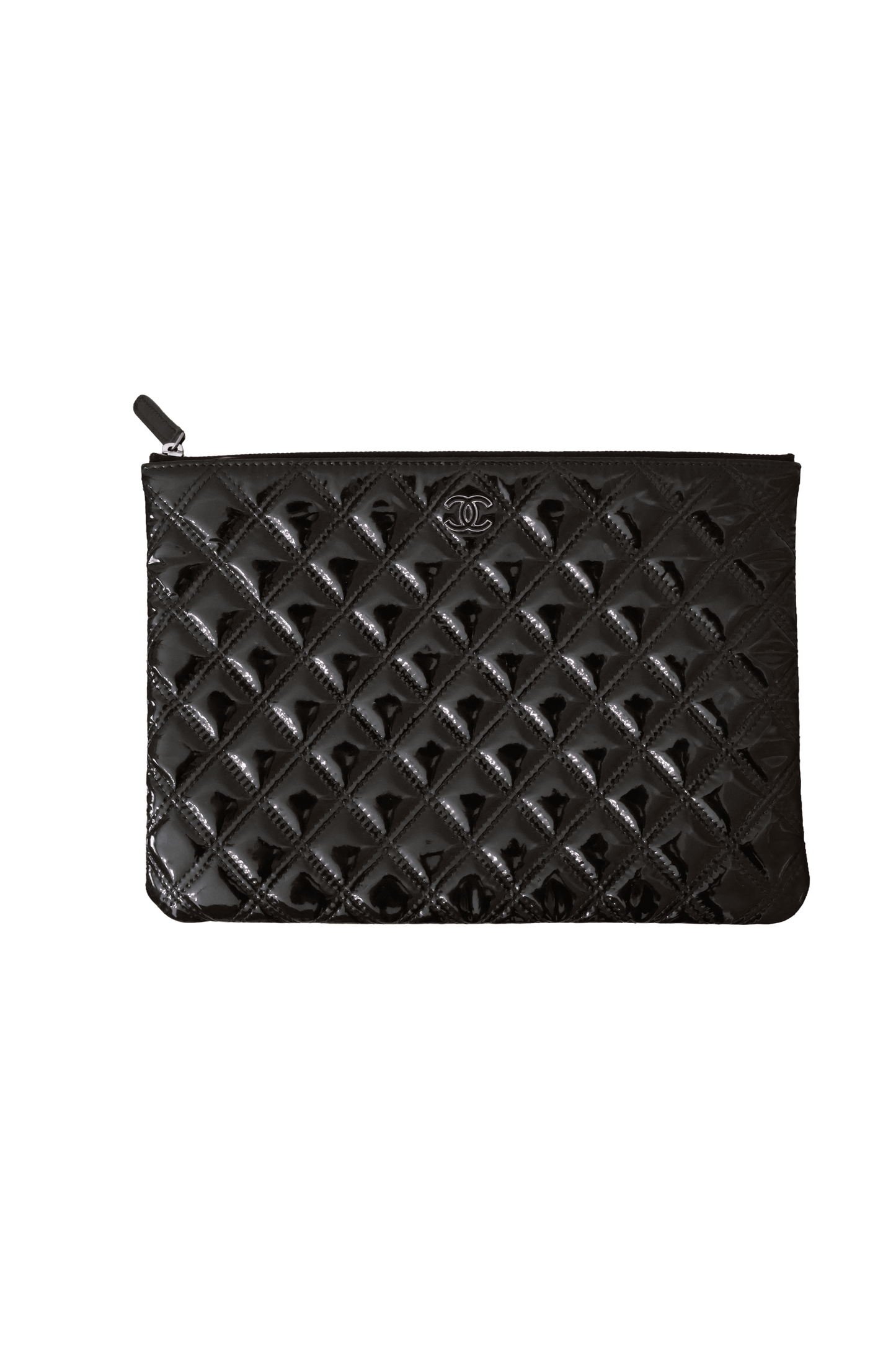 Chanel Medium Quilted Patent Double Stitch O Case Clutch