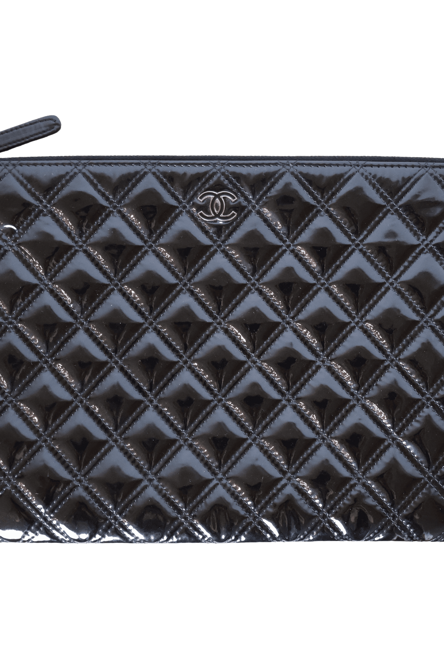Chanel Medium Quilted Patent Double Stitch O Case Clutch