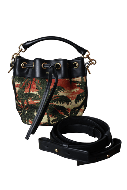 Saint Laurent Small Palm Tree Print Canvas Emmanuelle Bucket Bag