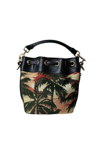 Saint Laurent Small Palm Tree Print Canvas Emmanuelle Bucket Bag