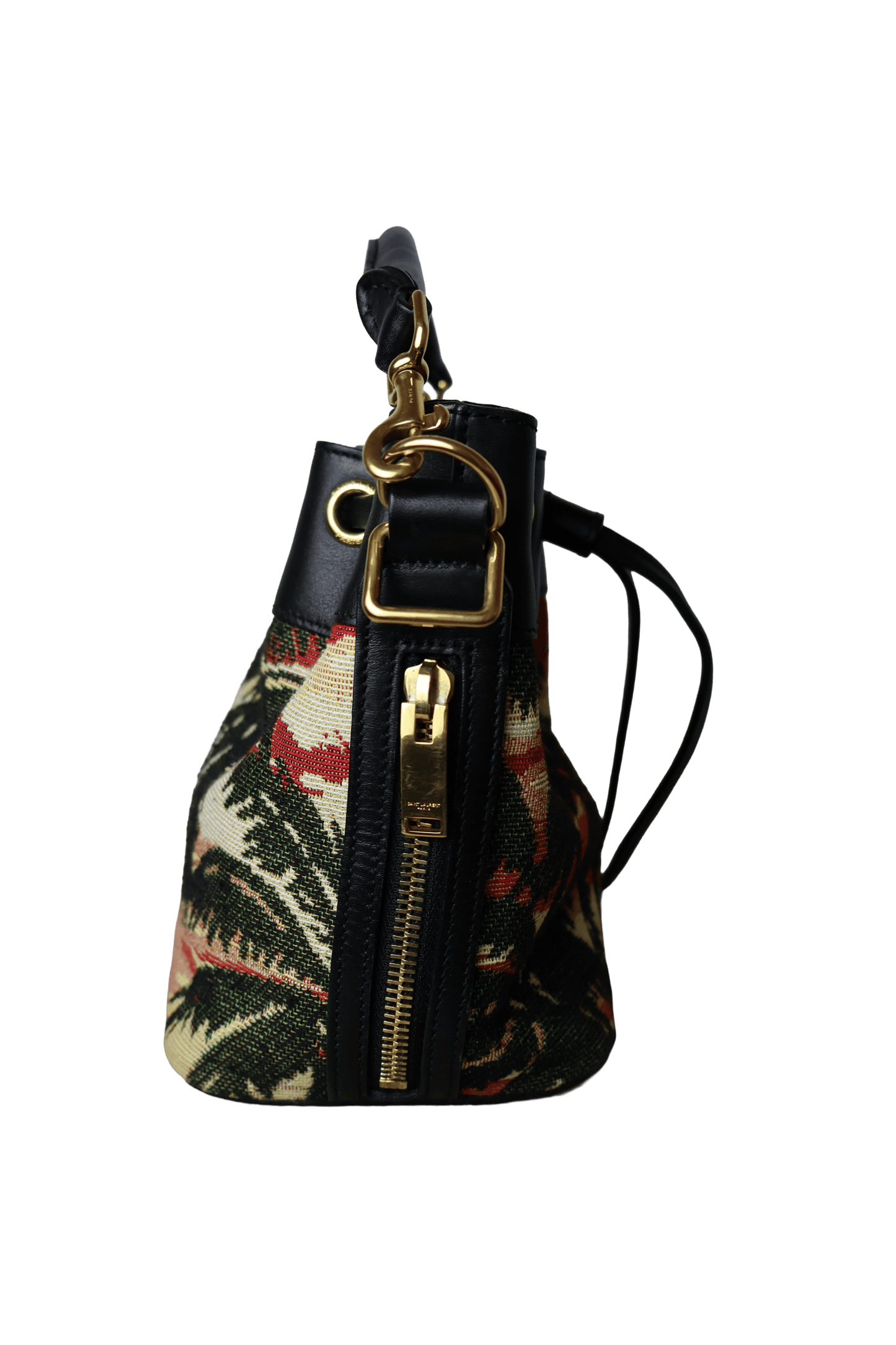 Saint Laurent Small Palm Tree Print Canvas Emmanuelle Bucket Bag