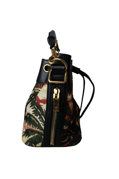 Saint Laurent Small Palm Tree Print Canvas Emmanuelle Bucket Bag