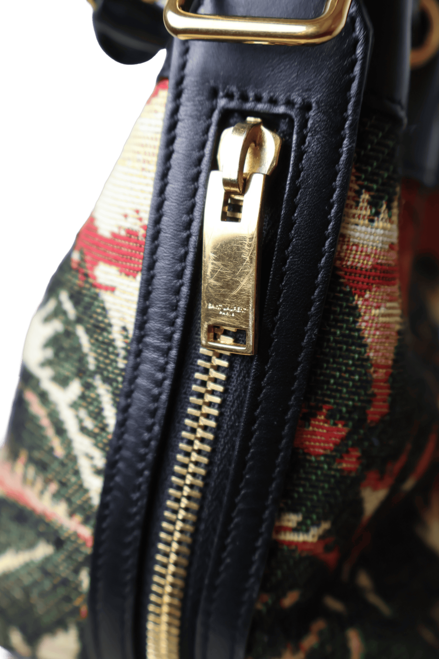 Saint Laurent Small Palm Tree Print Canvas Emmanuelle Bucket Bag