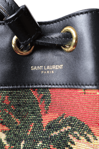 Saint Laurent Small Palm Tree Print Canvas Emmanuelle Bucket Bag