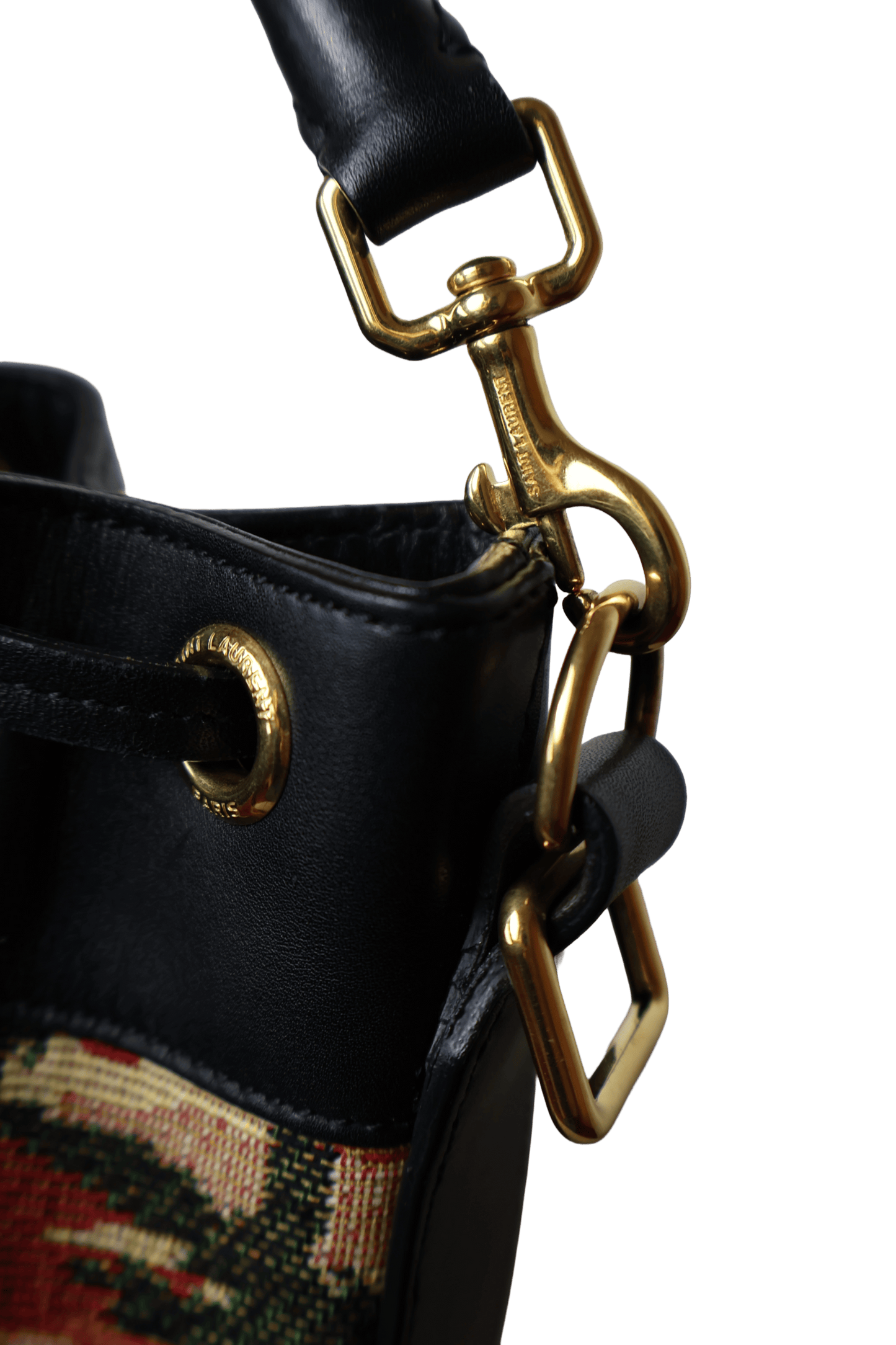 Saint Laurent Small Palm Tree Print Canvas Emmanuelle Bucket Bag
