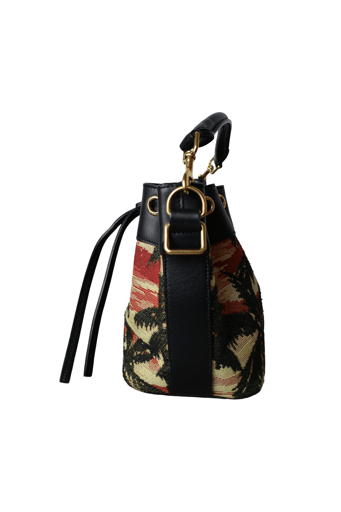 Saint Laurent Small Palm Tree Print Canvas Emmanuelle Bucket Bag