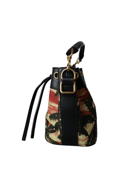Saint Laurent Small Palm Tree Print Canvas Emmanuelle Bucket Bag
