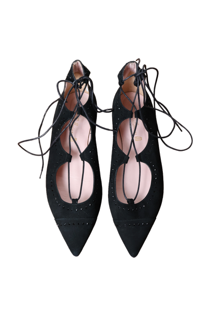 Pretty Ballerinas Lace-Up Pointed Ballet Flats