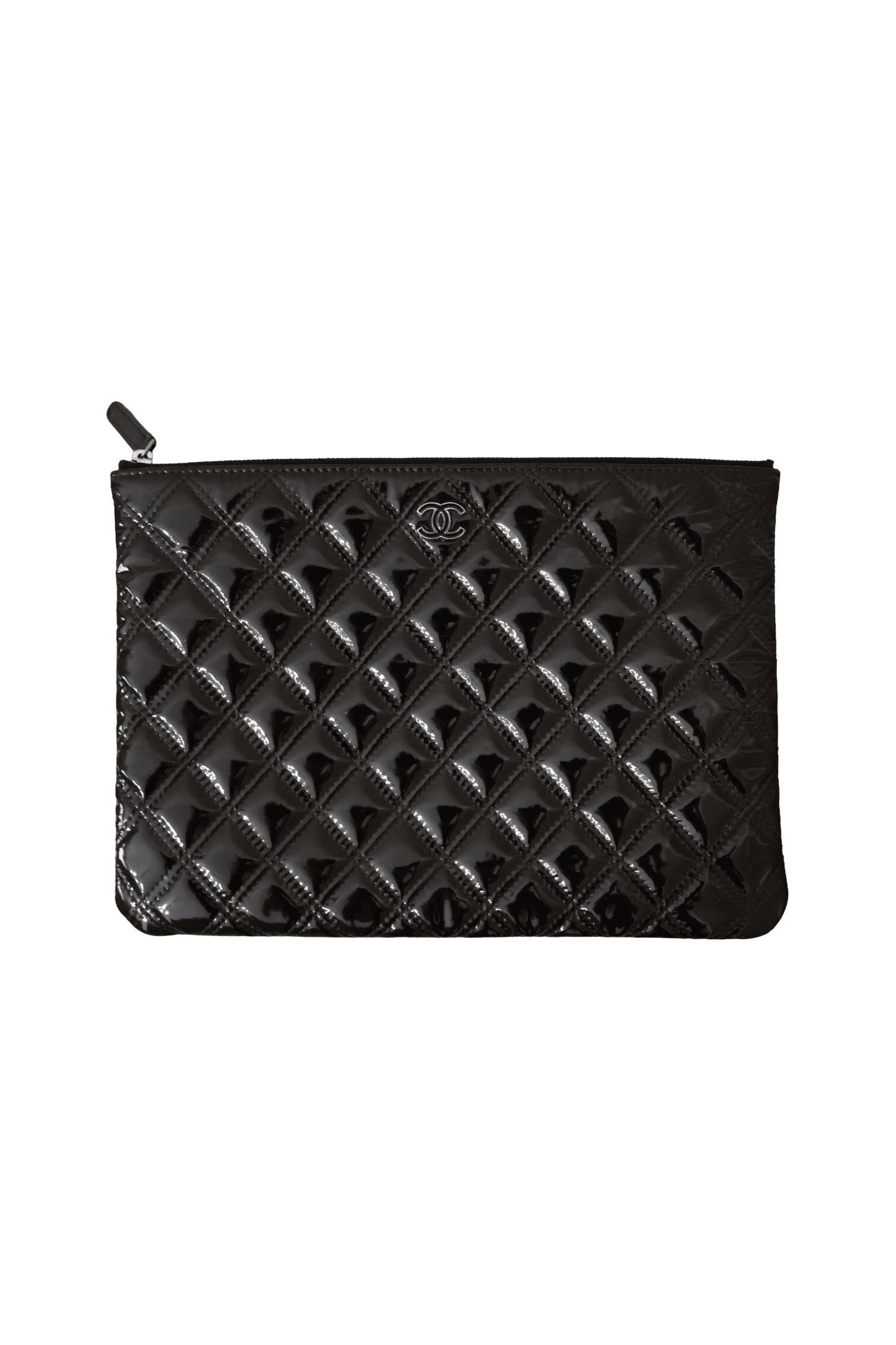 Chanel Medium Quilted Patent Double Stitch O Case Clutch