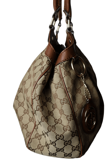 Gucci GG Canvas Sukey Brown Tote Bag
