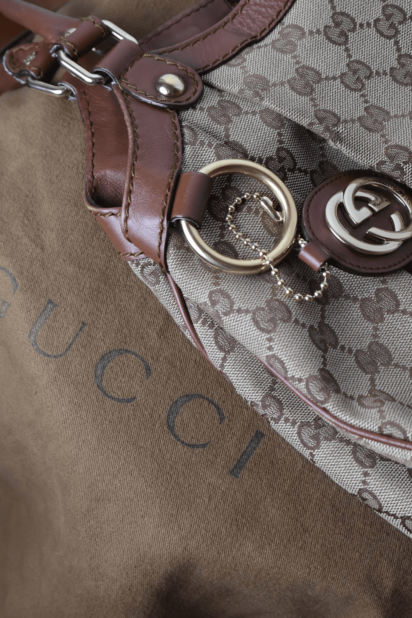 Gucci GG Canvas Sukey Brown Tote Bag