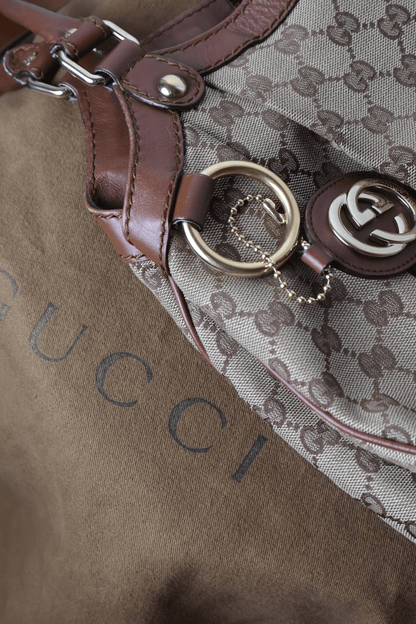 Gucci GG Canvas Sukey Brown Tote Bag