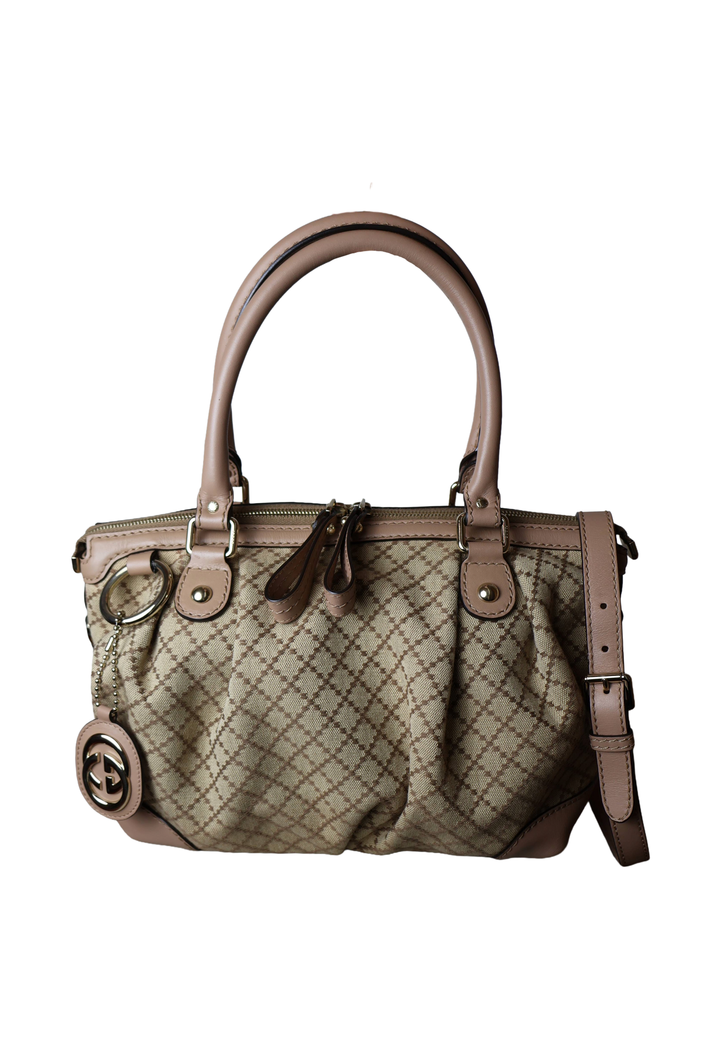 Gucci Diamante Canvas Sukey Satchel